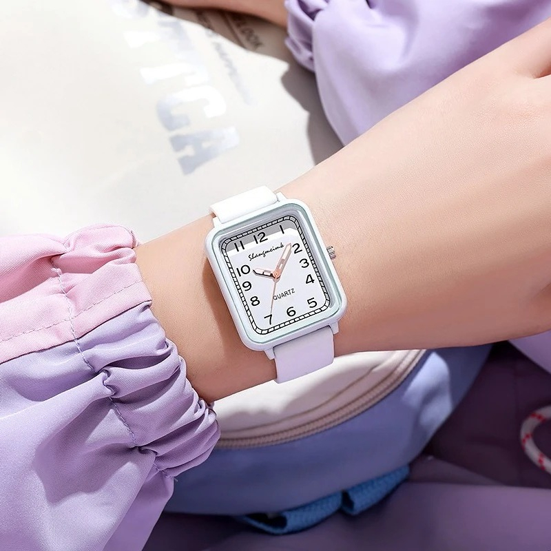 Fashion Rectangle Dial Ladies  - огляд і ціна Silicone Band Women