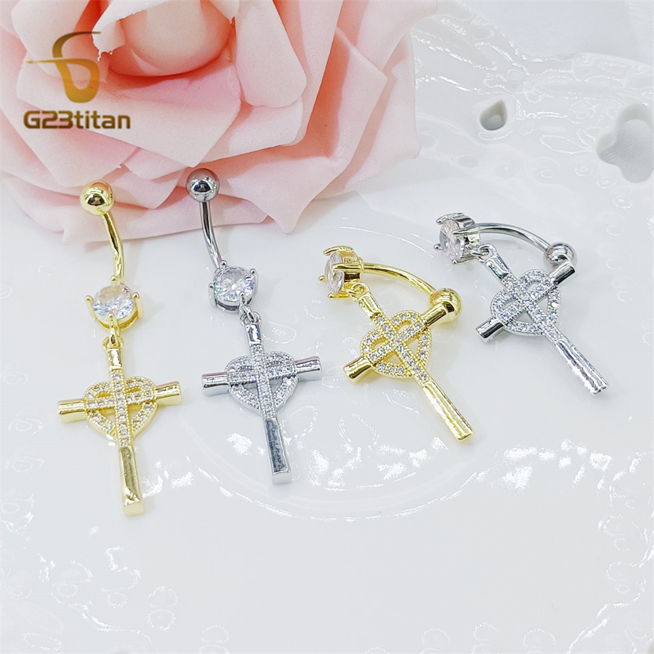 CZ Heart Cross Zircon Dangled  - огляд і ціна Curved Spring Bar
