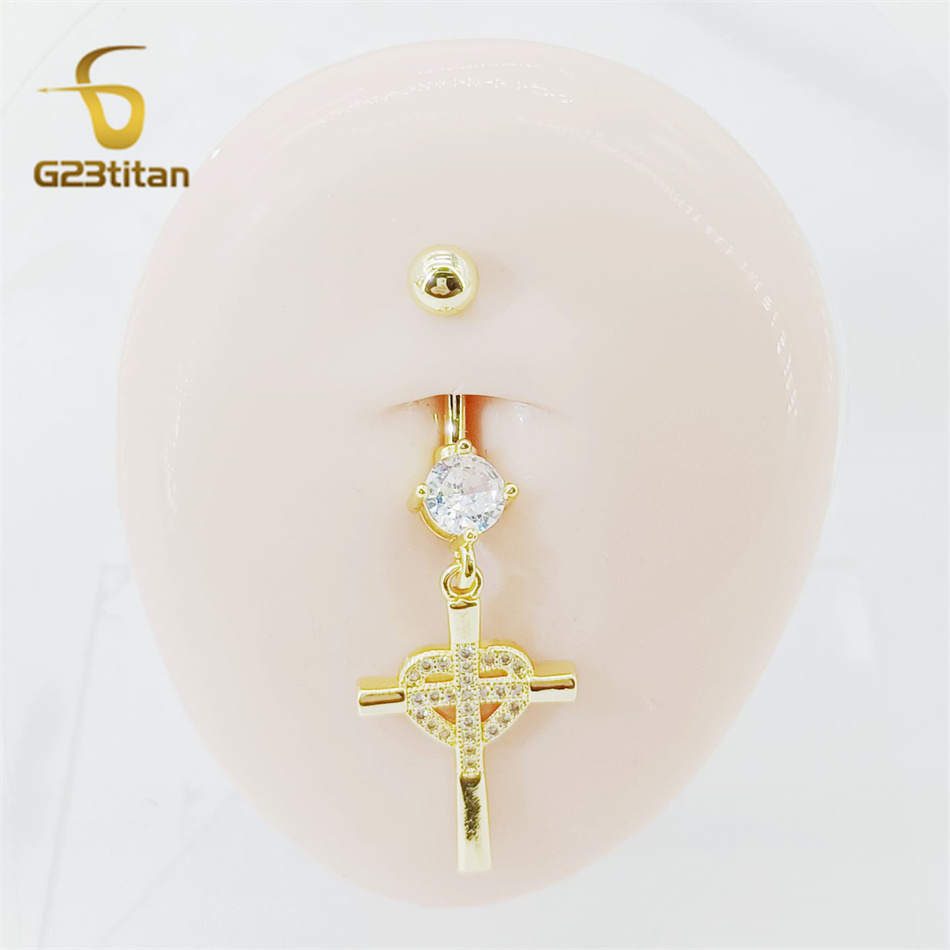 CZ Heart Cross Zircon Dangled  - огляд і ціна Curved Spring Bar