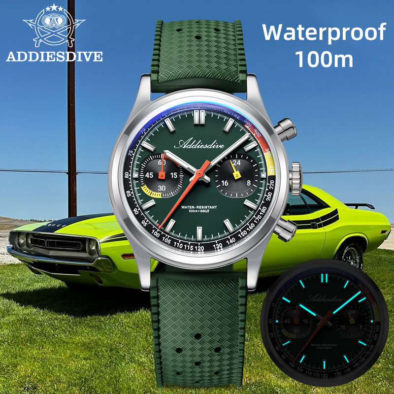 ADDIESDIVE Chronograph VK64 Wa - огляд і ціна Rubber Strap Diver