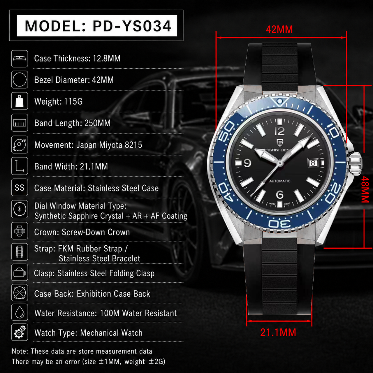 Pagani Design New Men's Mechan - огляд і ціна Rubber Strap Diver