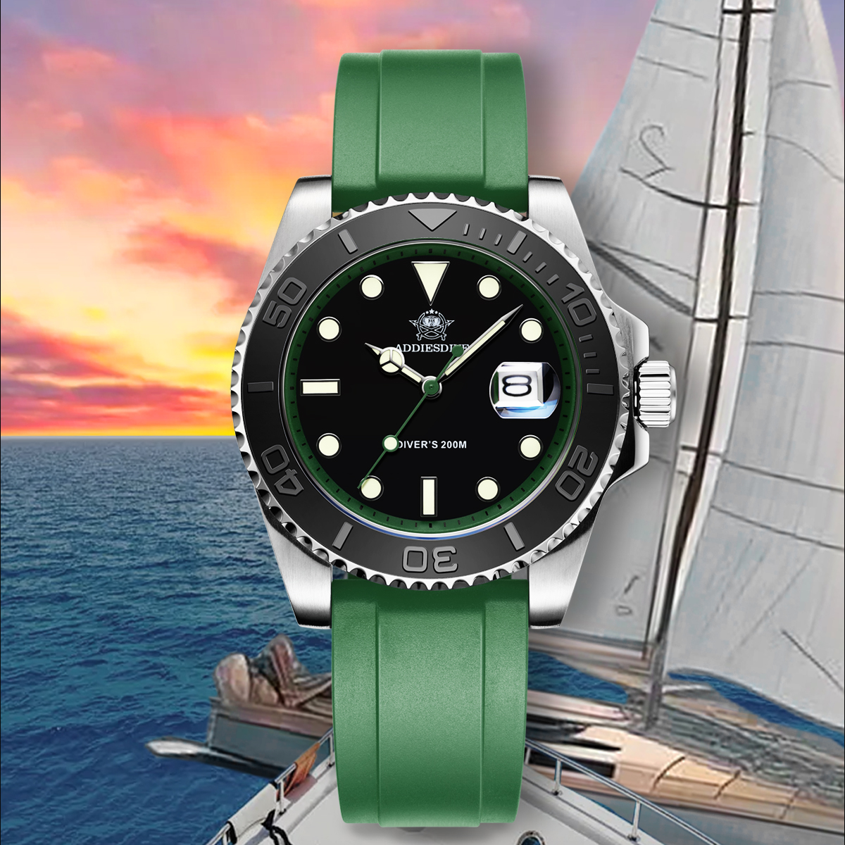ADDIESDIVE Rotatable Ceramic B - огляд і ціна Rubber Strap Diver