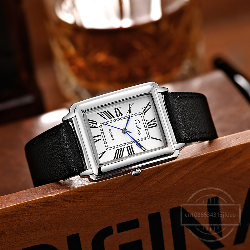 New Fashion Designer Rectangle - огляд і ціна Leather Watch Band Men
