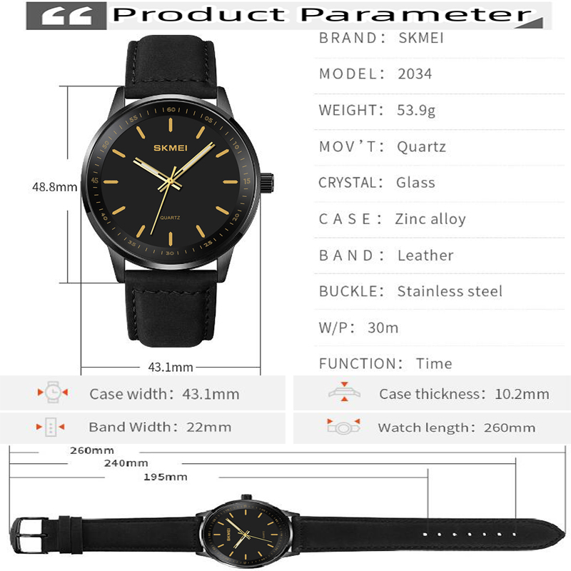 Skmei Original Brand Quartz Wa - огляд і ціна Leather Watch Band Men